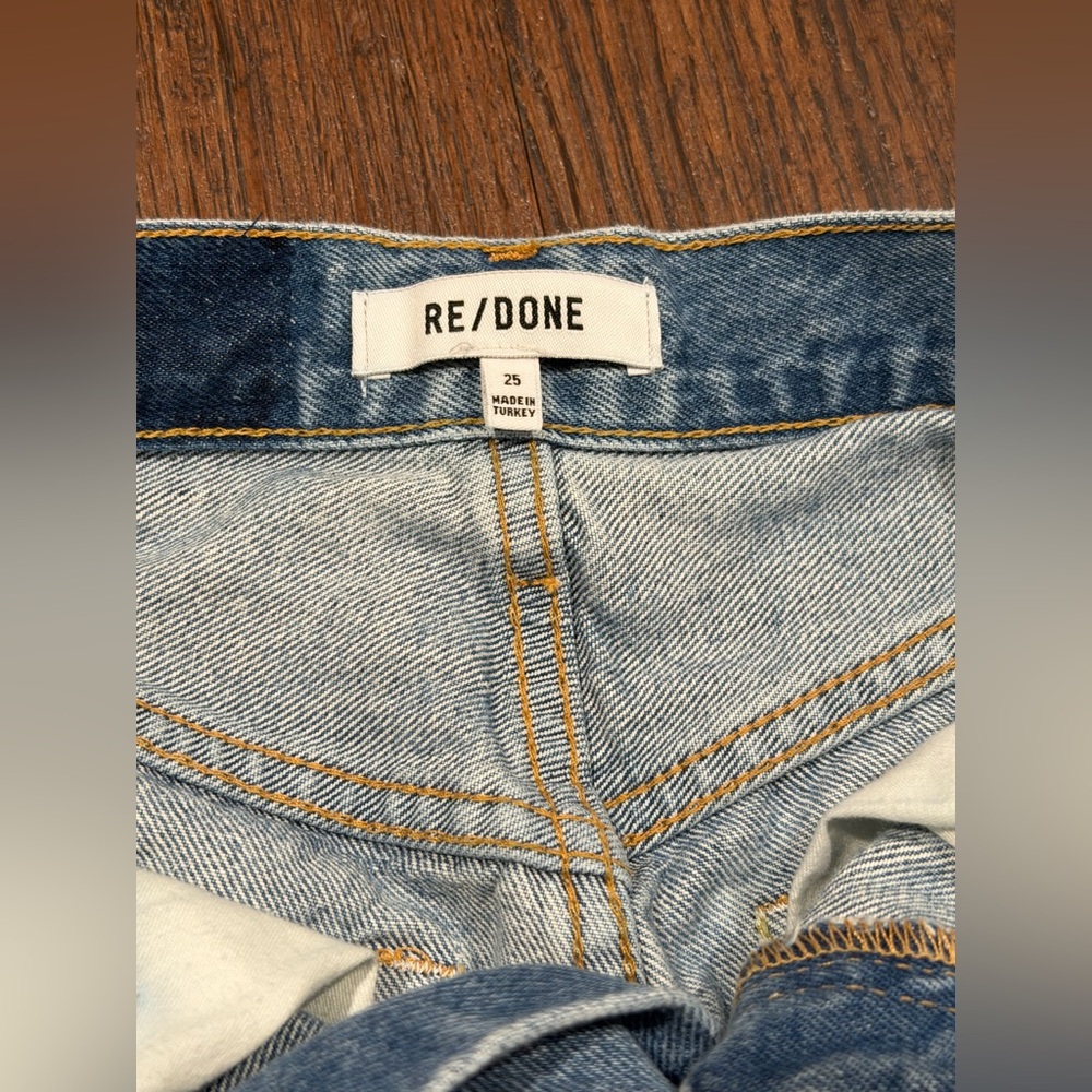 Re/Done Womens Shorts Blue Cut off High Waist Organic Cotton Denim Button Fly 25 - Picture 12 of 14